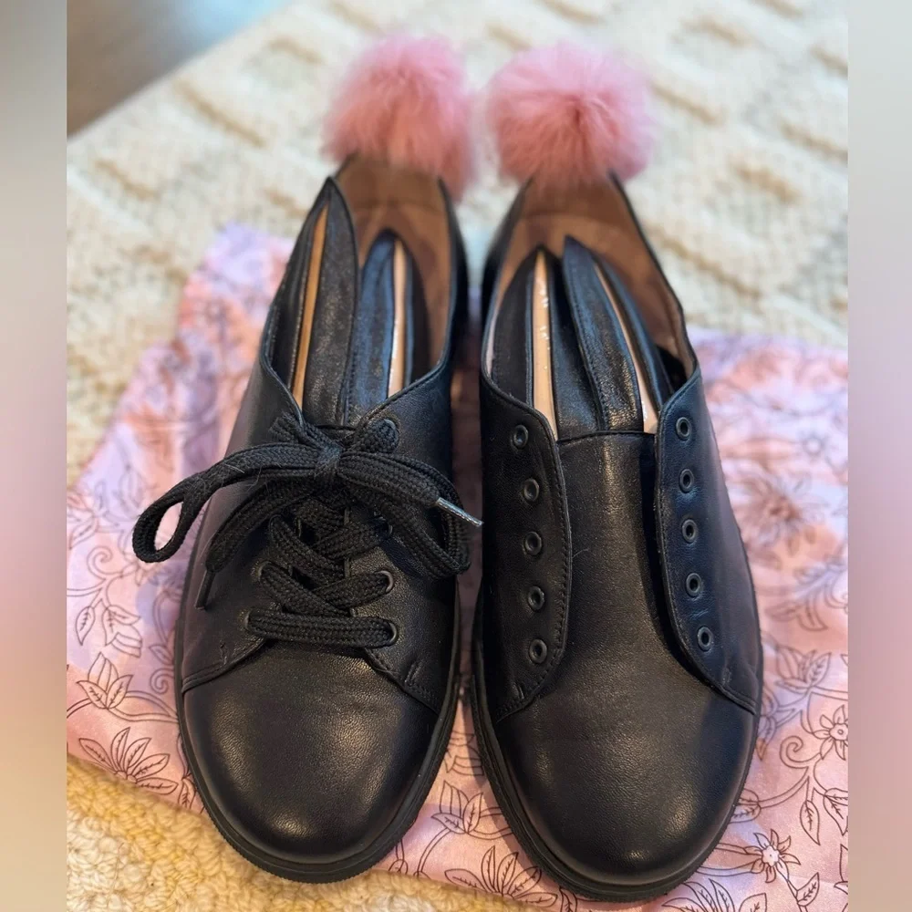 Minna Parikka Black Sneakers with Pink Pom-Pom size 7.5 / 38 - Picture 7 of 7